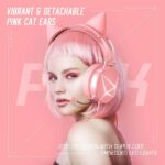 PeohZarr Pink Gaming Headset, PS4 Headset with Detachable Cat Ear Headphones