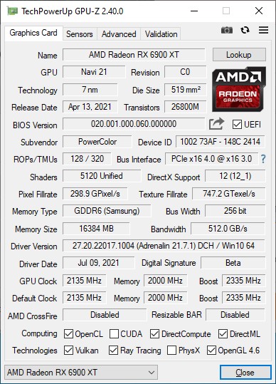 AMD Radeon RX 6900 XT review - The Game Clock can be lowered to 2135 MHz by selecting Silent firmware. Boost Clock falls to 2335 MHz