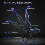 GTRACING Gaming Navy Blue High Back Recliner Swivel Chair with Headrest and Lumbar Support