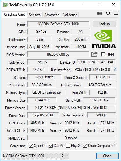 Driver asus discount gtx 1060 3gb