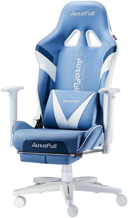 AutoFull Chair - Blue and White Accent Office Ergonomic Wingback Computer Chair