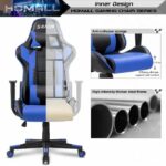 Homall S-Racer Series: Leather Racing Adjustable Swivel Desk Blue Arm Chair with Lumbar Support